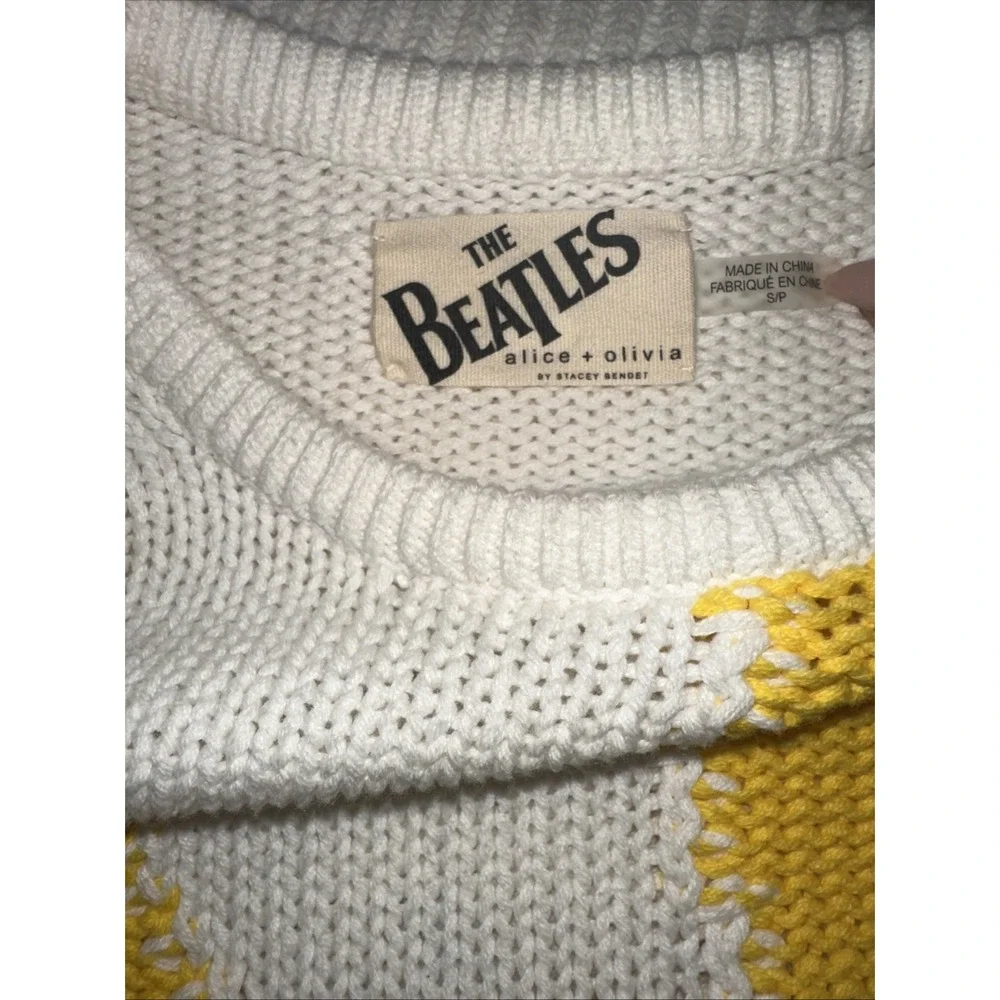 Alice + Olivia The Beatles Here Comes The Sun Leena Knit‎ Sweater Womens S Crop